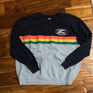 Ford Colorblock Crewneck Sweatshirt in Navy, Light Blue & Multicolor Stripes